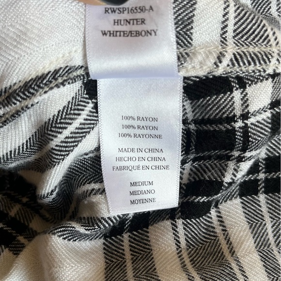 RAILS Hunter Ivory Dove Onyx Plaid Flannel Button-Down Shirt - Picture 8 of 9